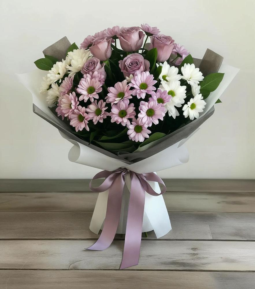 Букет цветов из: Хризантемы и Розы в Березняки