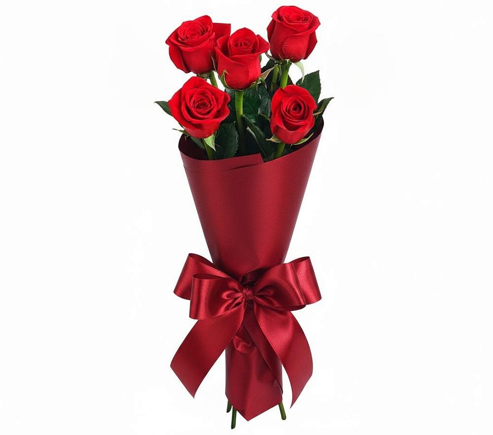 Букет 5 Красных роз Эдлесс Лав в Березняки