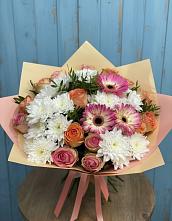 Букет цветов из:  Розы, Герберы и Хризантемы #REPLACE_PRED# Березняки