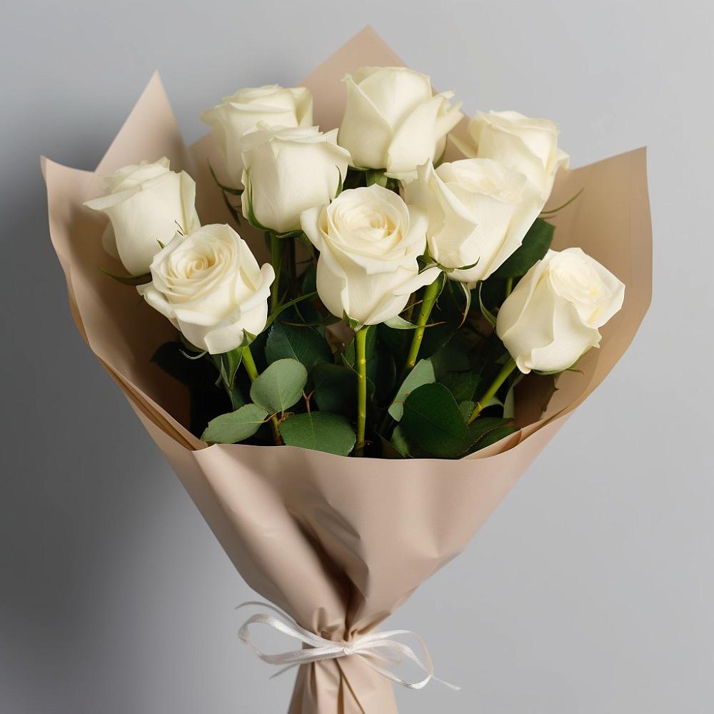 Букет 9 Белых роз Эдлесс Лав в Березняки