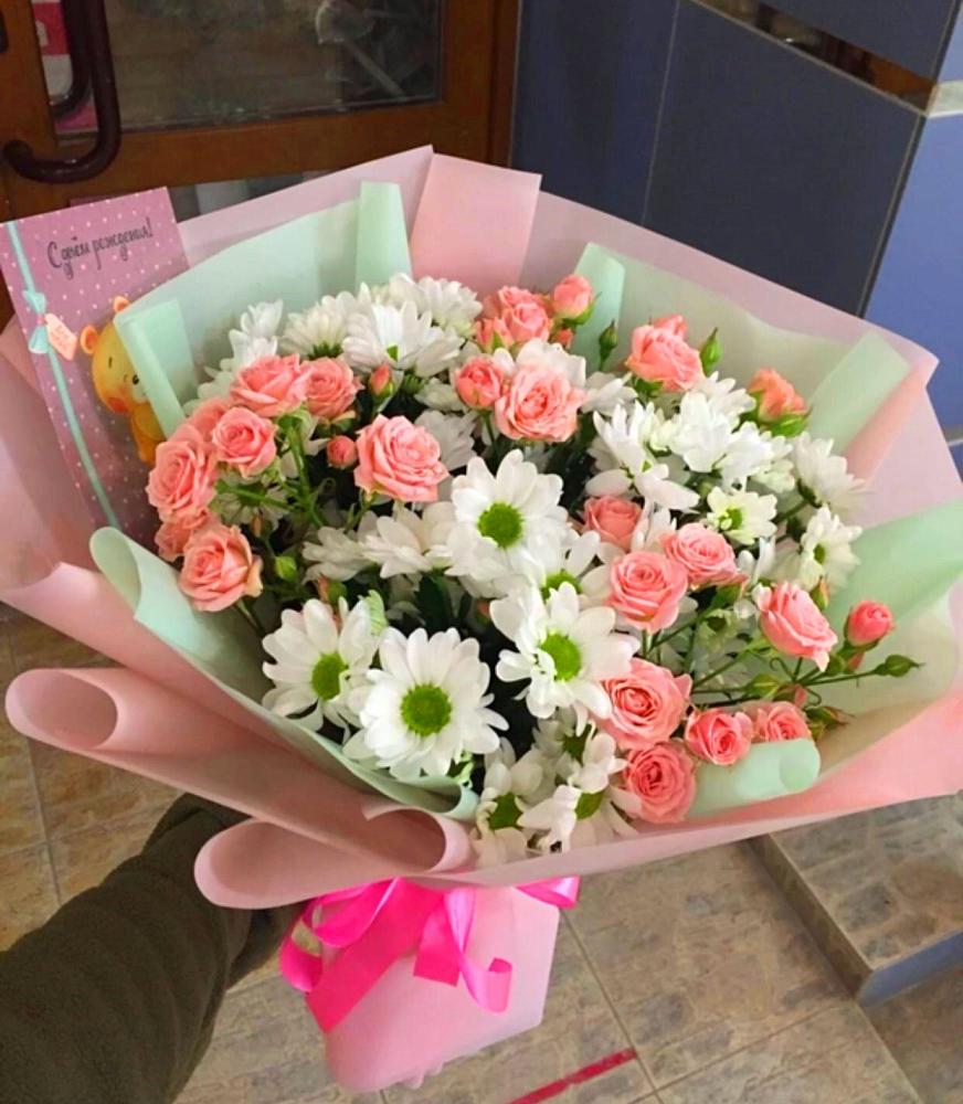 Букет цветов из: Розы и Хризантемы в Березняки