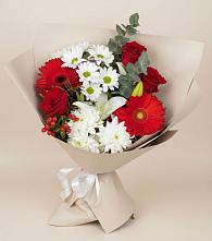 Букет цветов из:  Розы, Хризантемы, Герберы и Лилии в Березняки