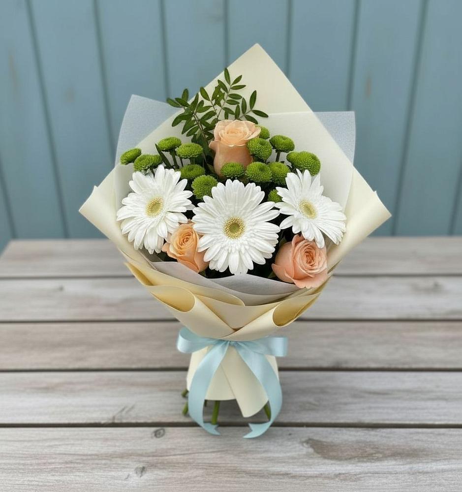 Букет цветов из: Герберы, Розы и Хризантемы в Березняки