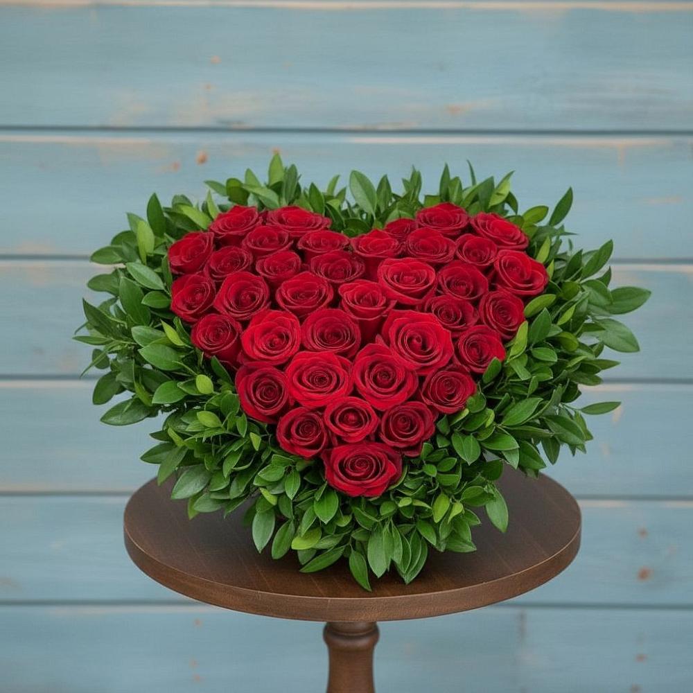 Цветочная композиция из Розы в виде сердца в Березняки