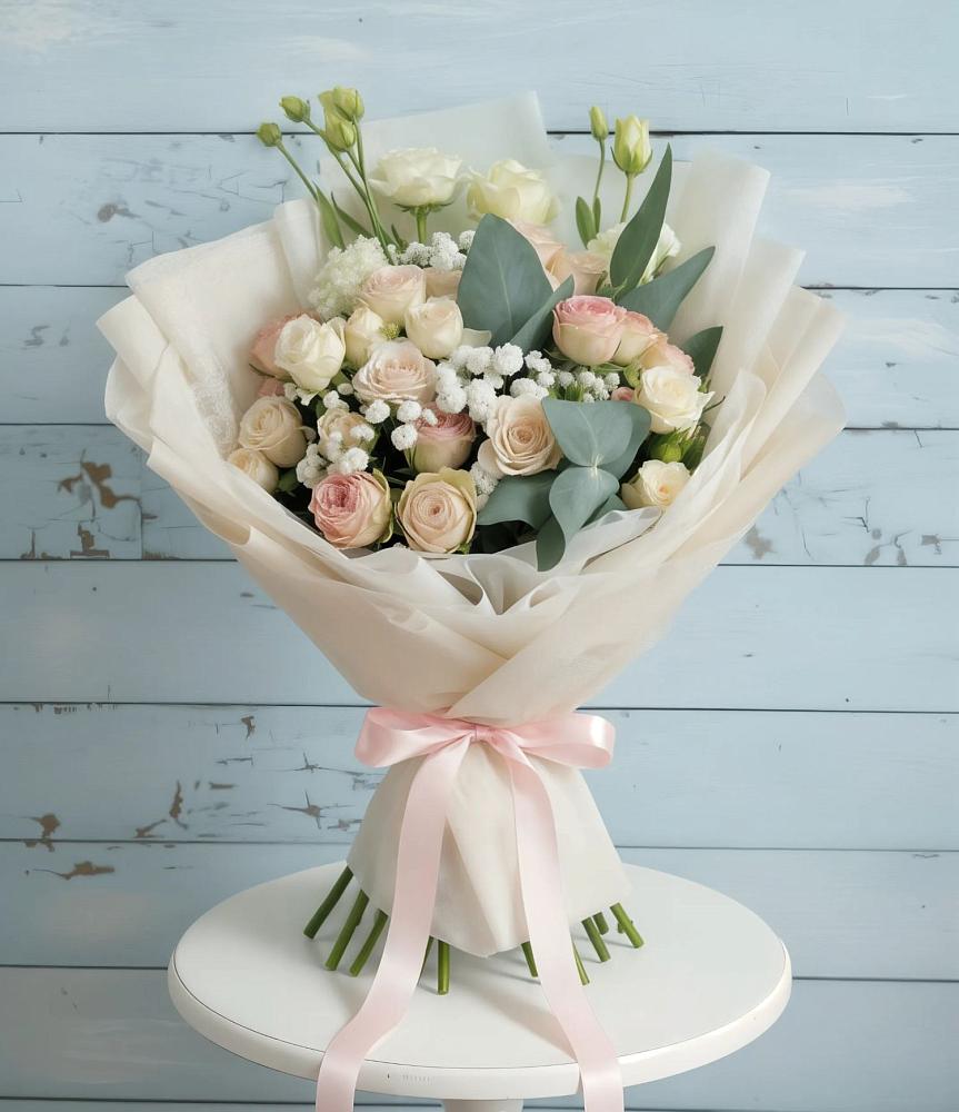 Букет цветов из: Розы и Лизиантусы в Березняки