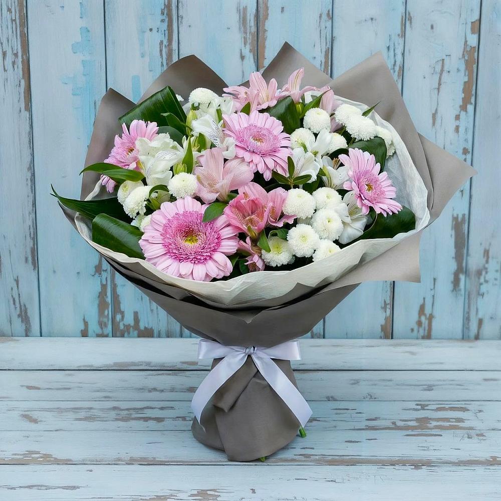 Букет цветов из: Герберы, Альстромерии и Хризантемы в Березняки
